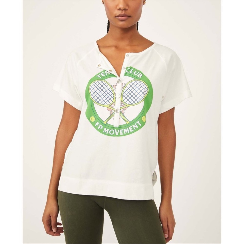 NWT Free People Inhale Henley Graphic Tee* - Picture 6 of 10